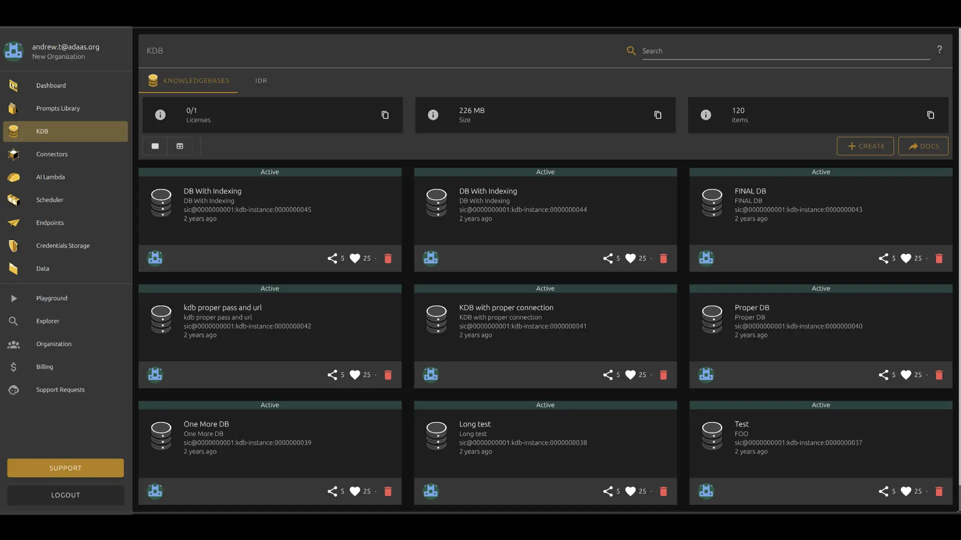 Cloud4.ai Knowledgebase managing documents, images and video