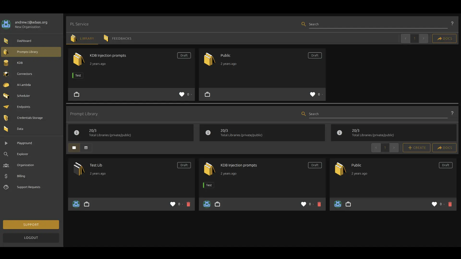 Cloud4.ai Prompt Library with parameters, versioning and editor