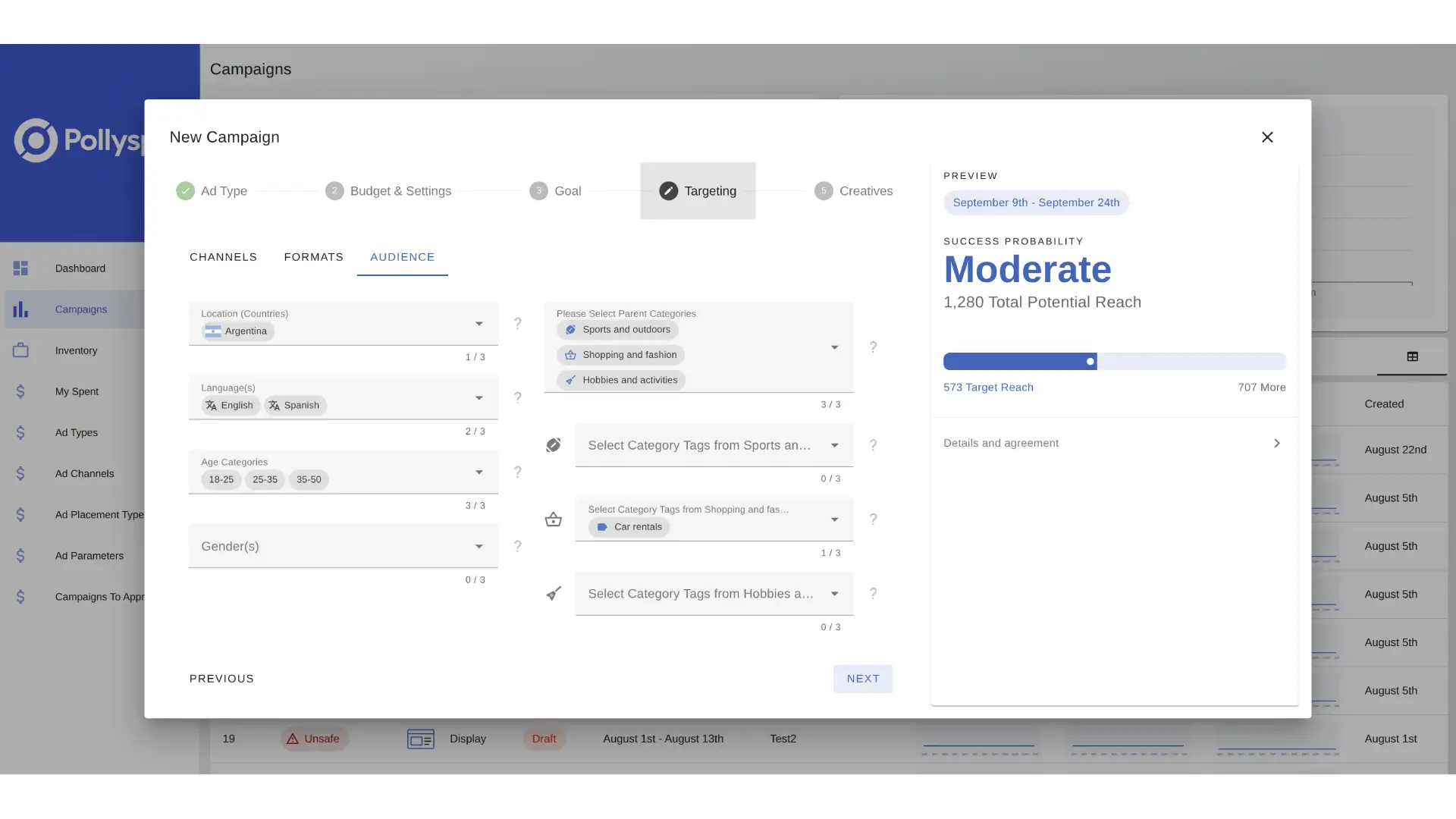 PollySpot campaign targeting and risk analysis