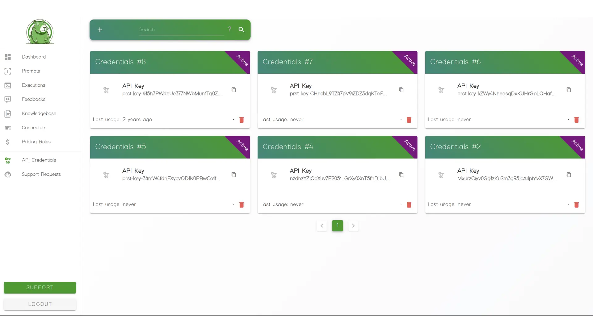 PRST.ai API credentials management
