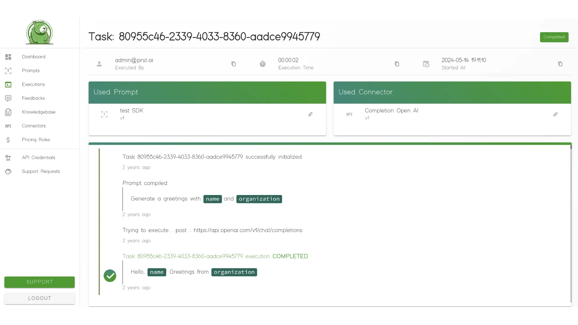 PRST.ai task execution and analytics